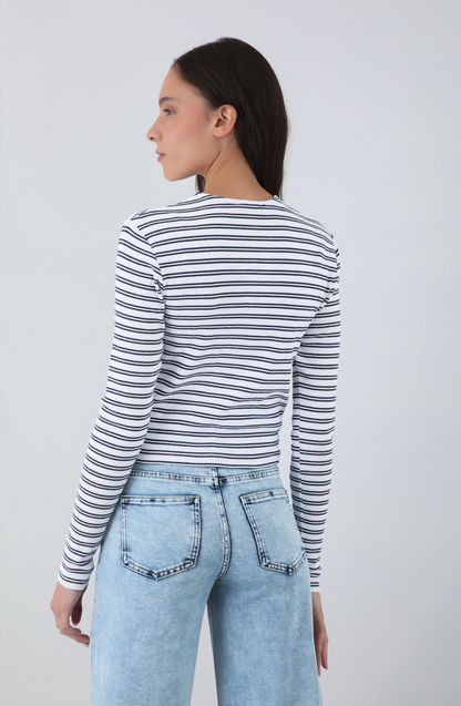 Long Sleeve T-Shirt Lineas White