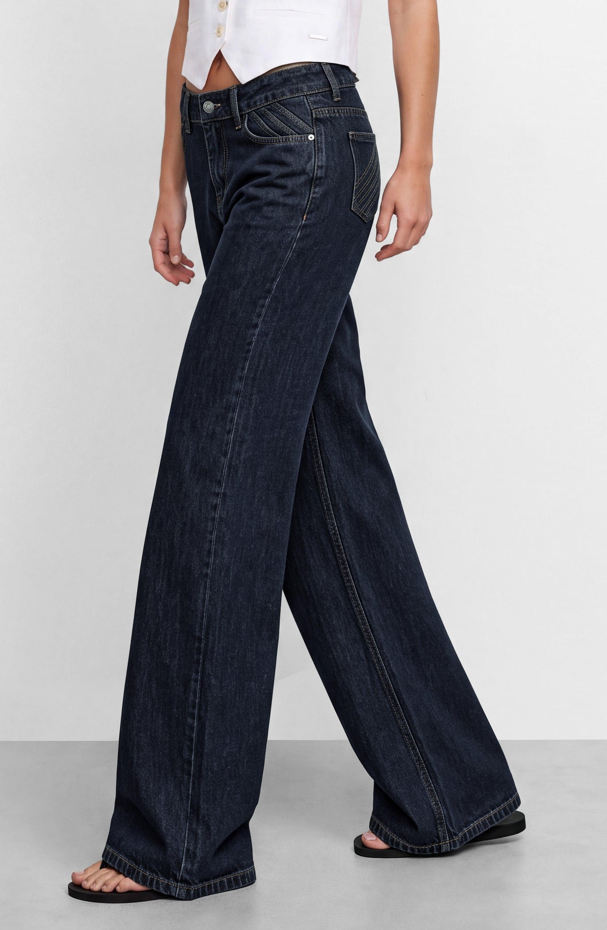Indigo Pleated Denim Pants