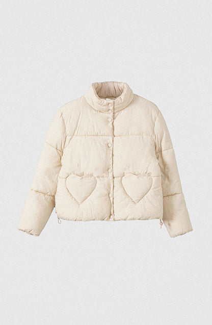 Puffa Bolsillos Corazón Ecru