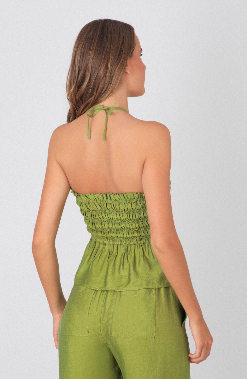 Pistachio Linen Strapless Top