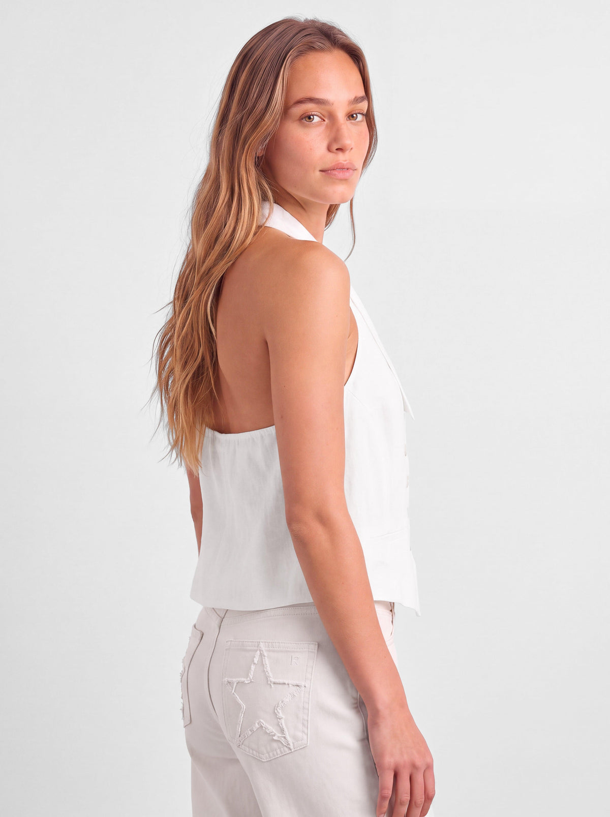 White Linen Vest