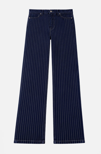 Indigo Striped Denim Pants