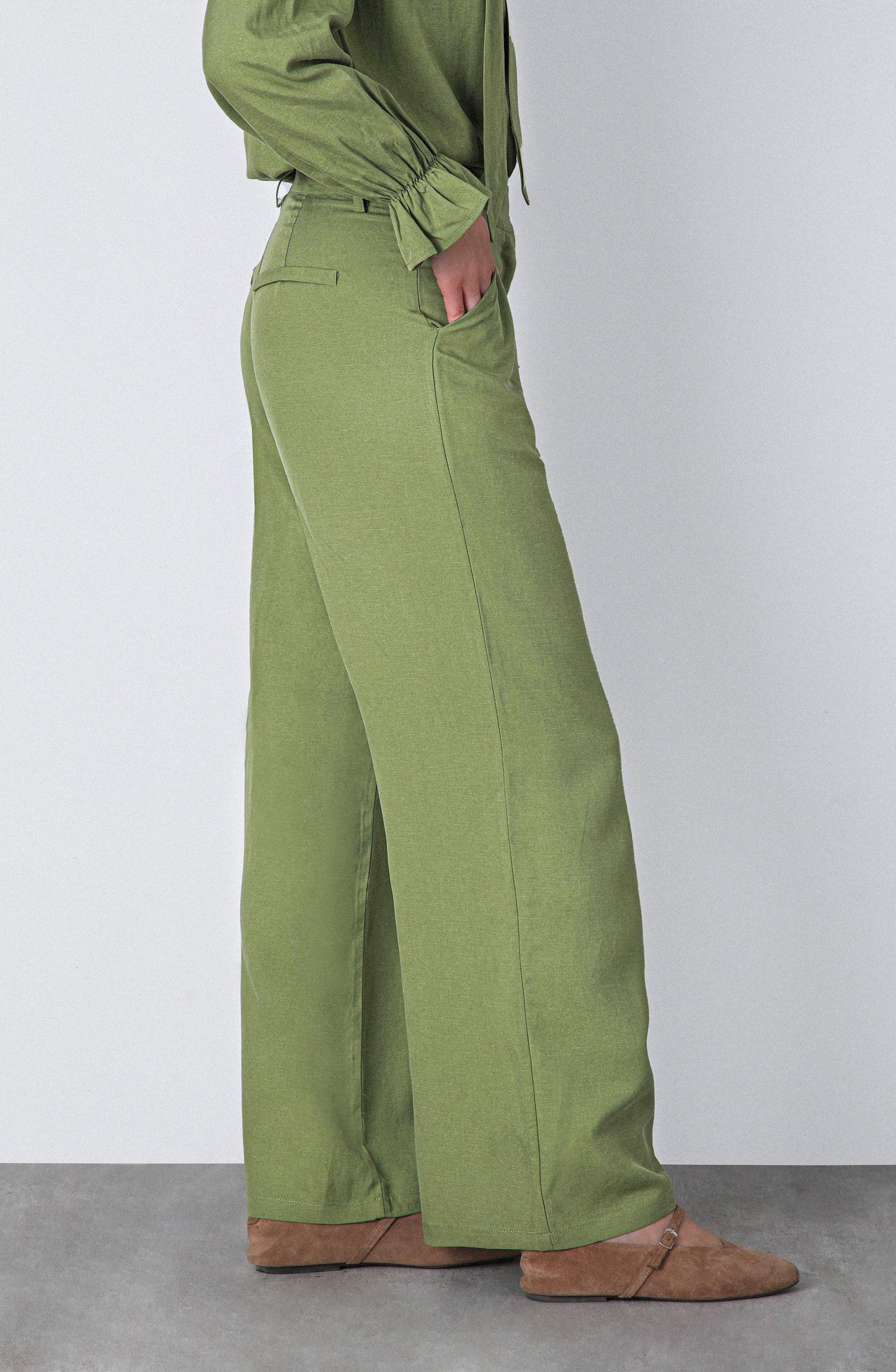 Green Straight Pants