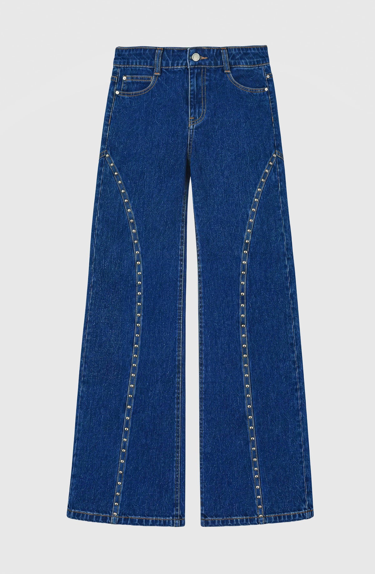Blue Studded Cutout Pants