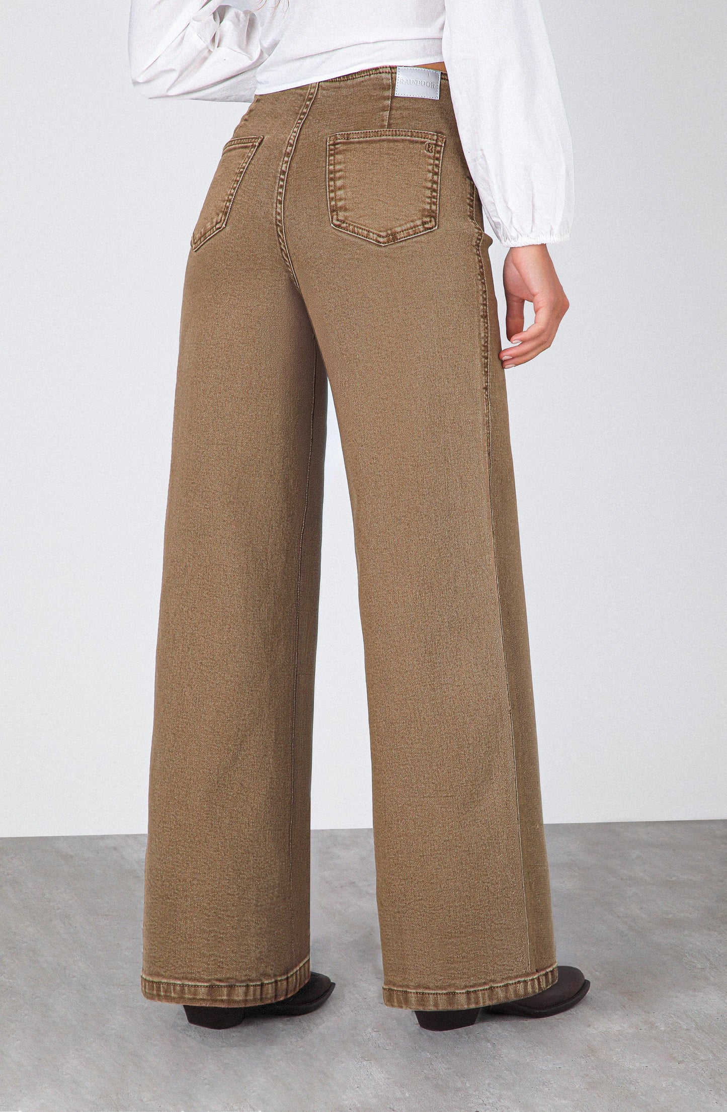 Brown Fitted Waistband Pants