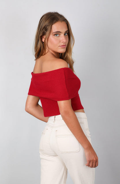 Red Bardot Top