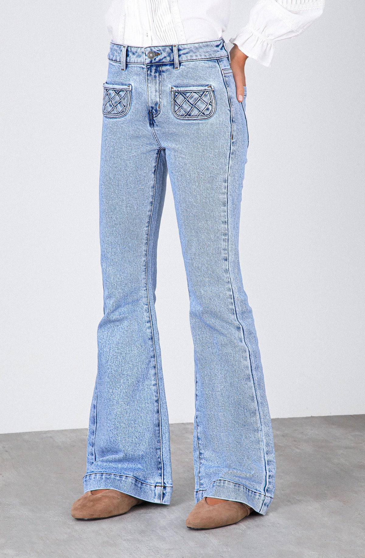 Blue Knotted Pocket Pants