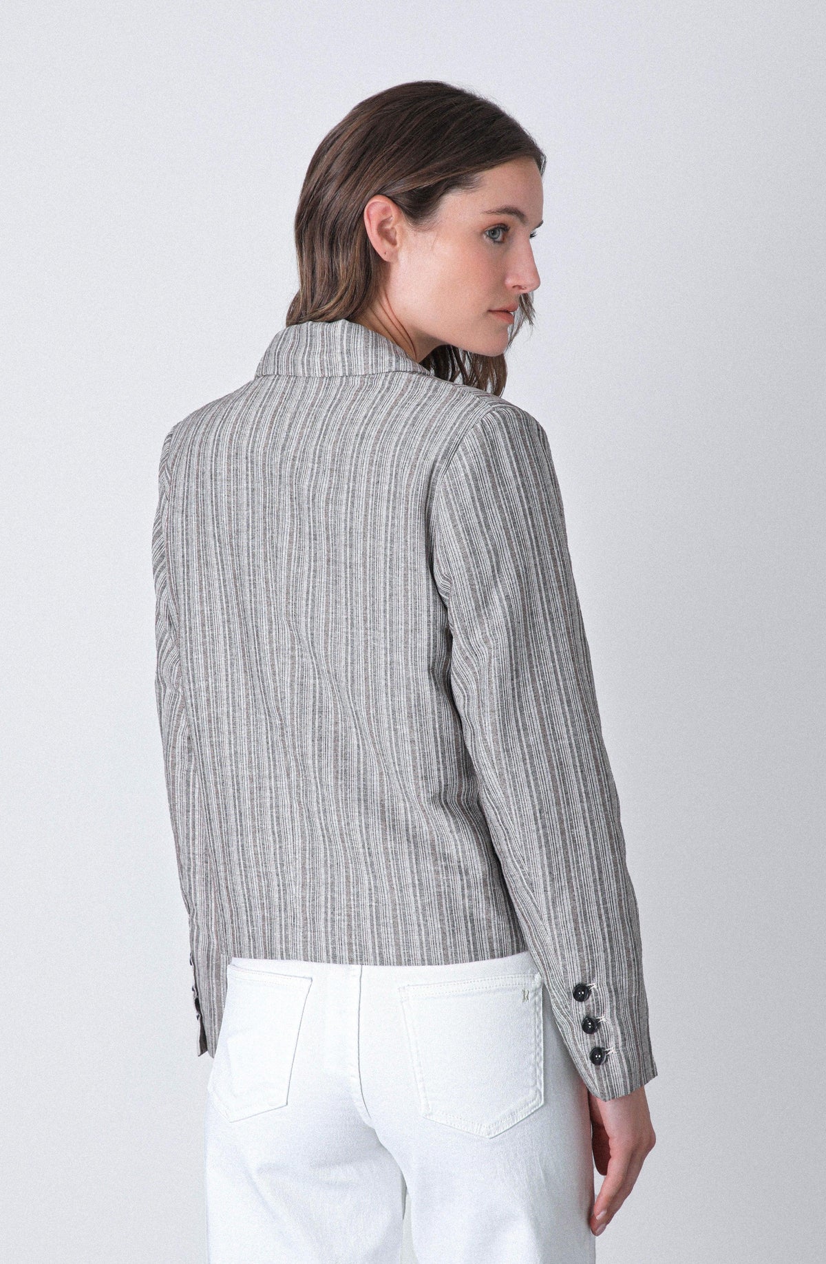 Cropped Lurex Gray Blazer