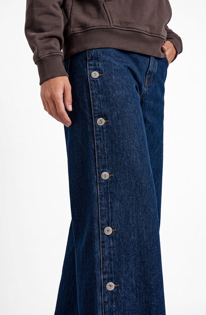 Indigo Pants with Side Buttons