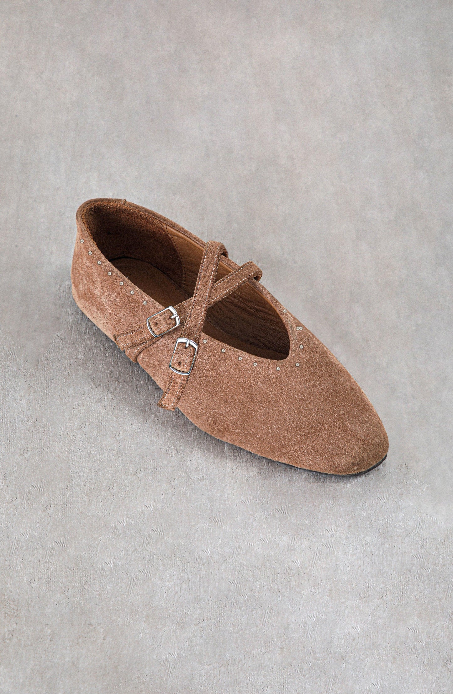 Brown Studded Ballerina Flats