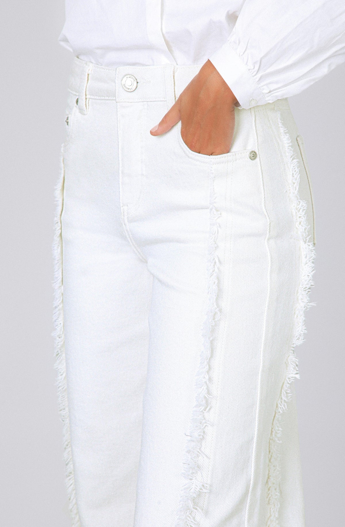 White Fringed Pants