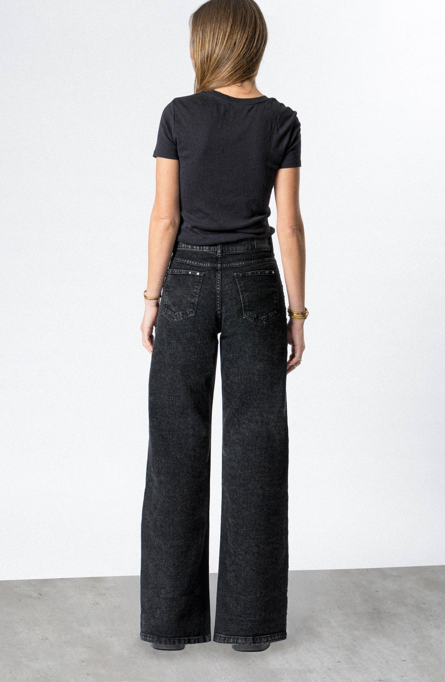 Black Pants with Front Studs