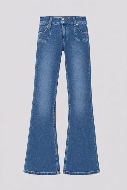 Blue Button Waistband Pants
