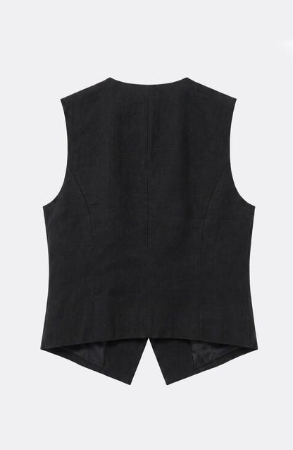 Black Tencel Tailored Vest