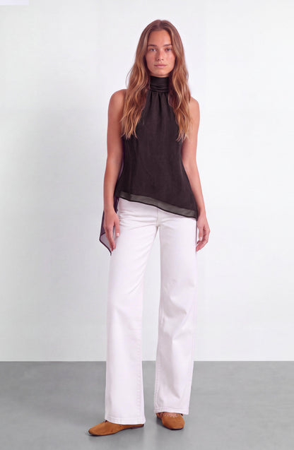 Brown Asymmetrical Blouse