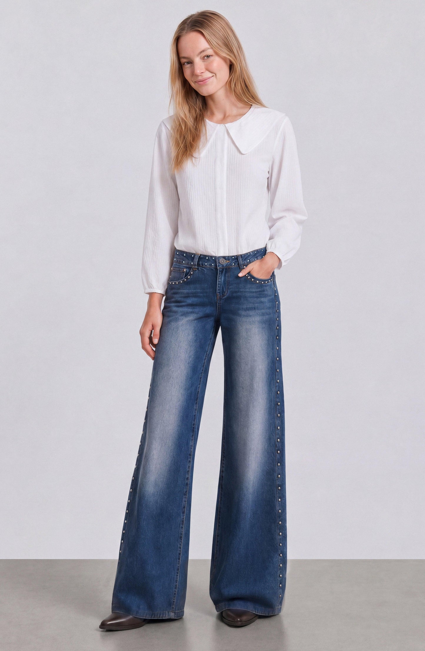 Vichy White Bobo Collar Blouse