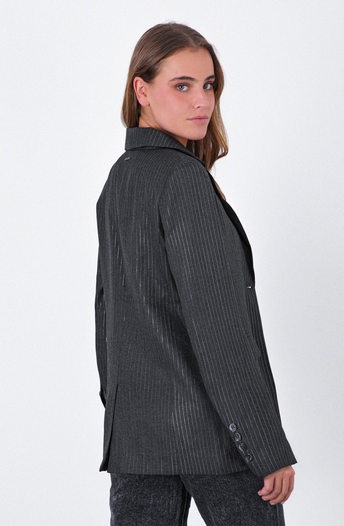 Gray Lurex Stripe Blazer