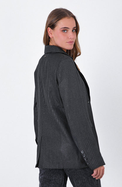 Gray Lurex Stripe Blazer
