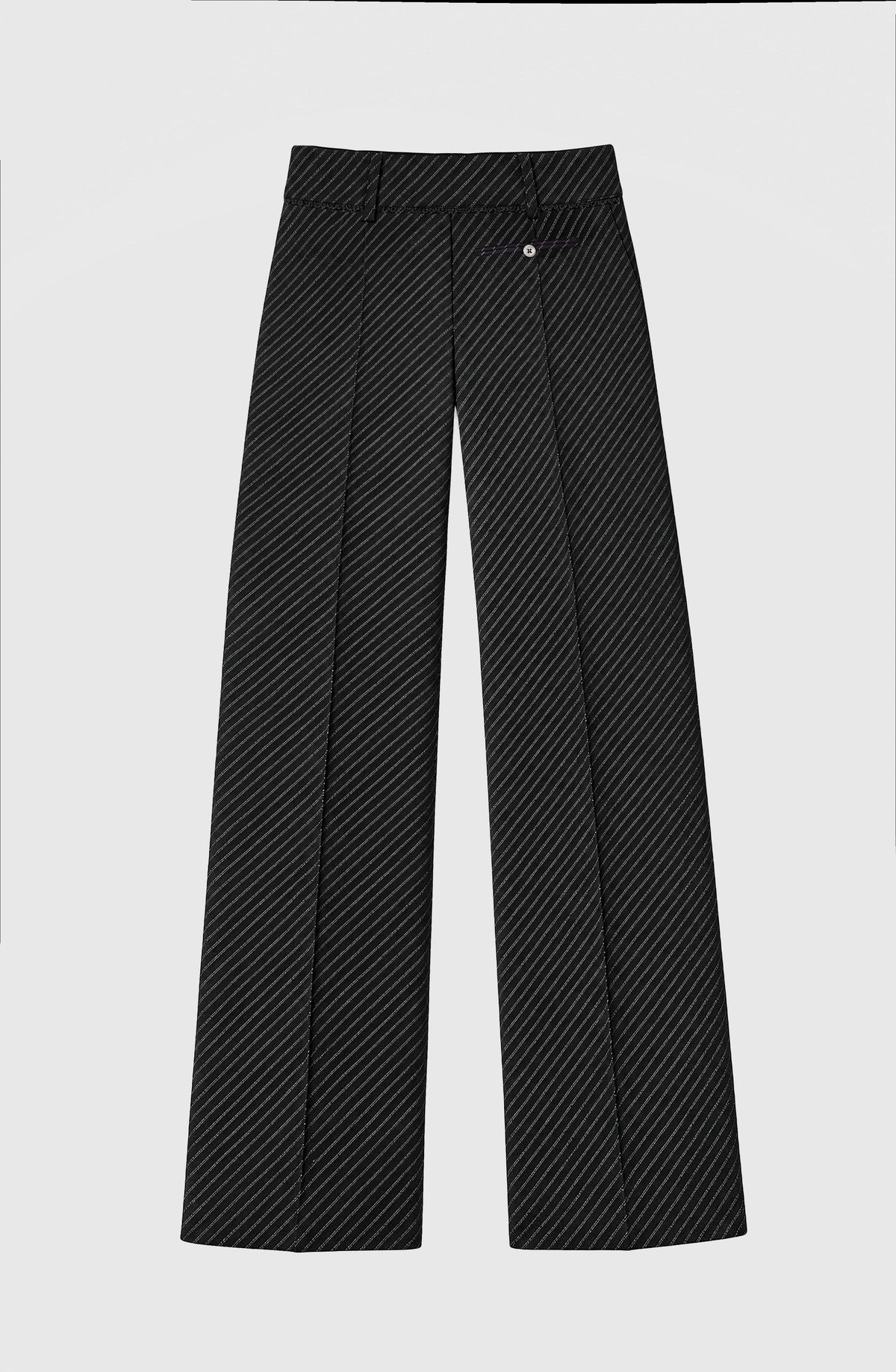 Black Pinstripe Tailored Pants