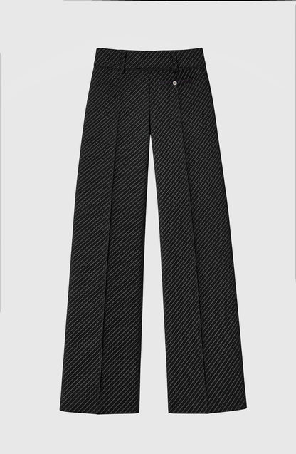 Black Pinstripe Tailored Pants
