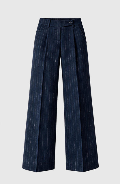 Blue Lurex Pinstripe Tailored Pants