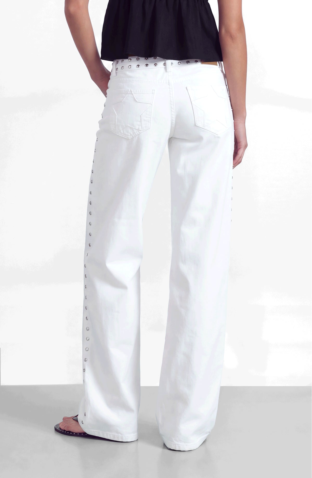 White Multi-Stud Pants