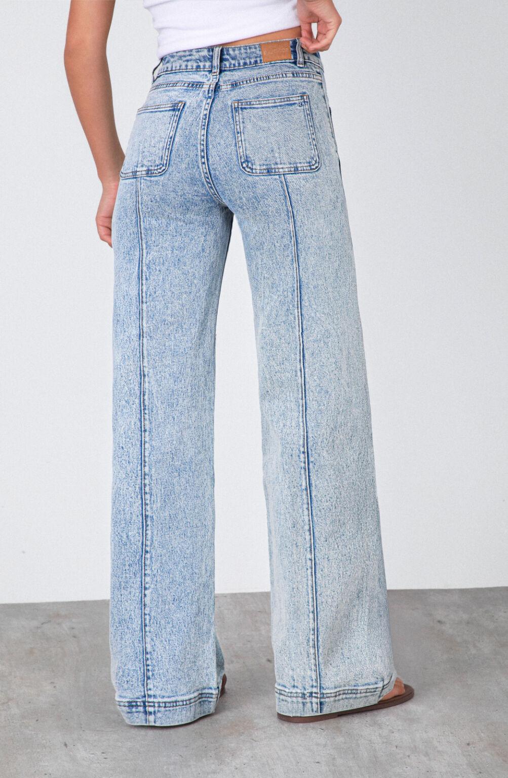 Pocket Blue Wide-Leg Pants