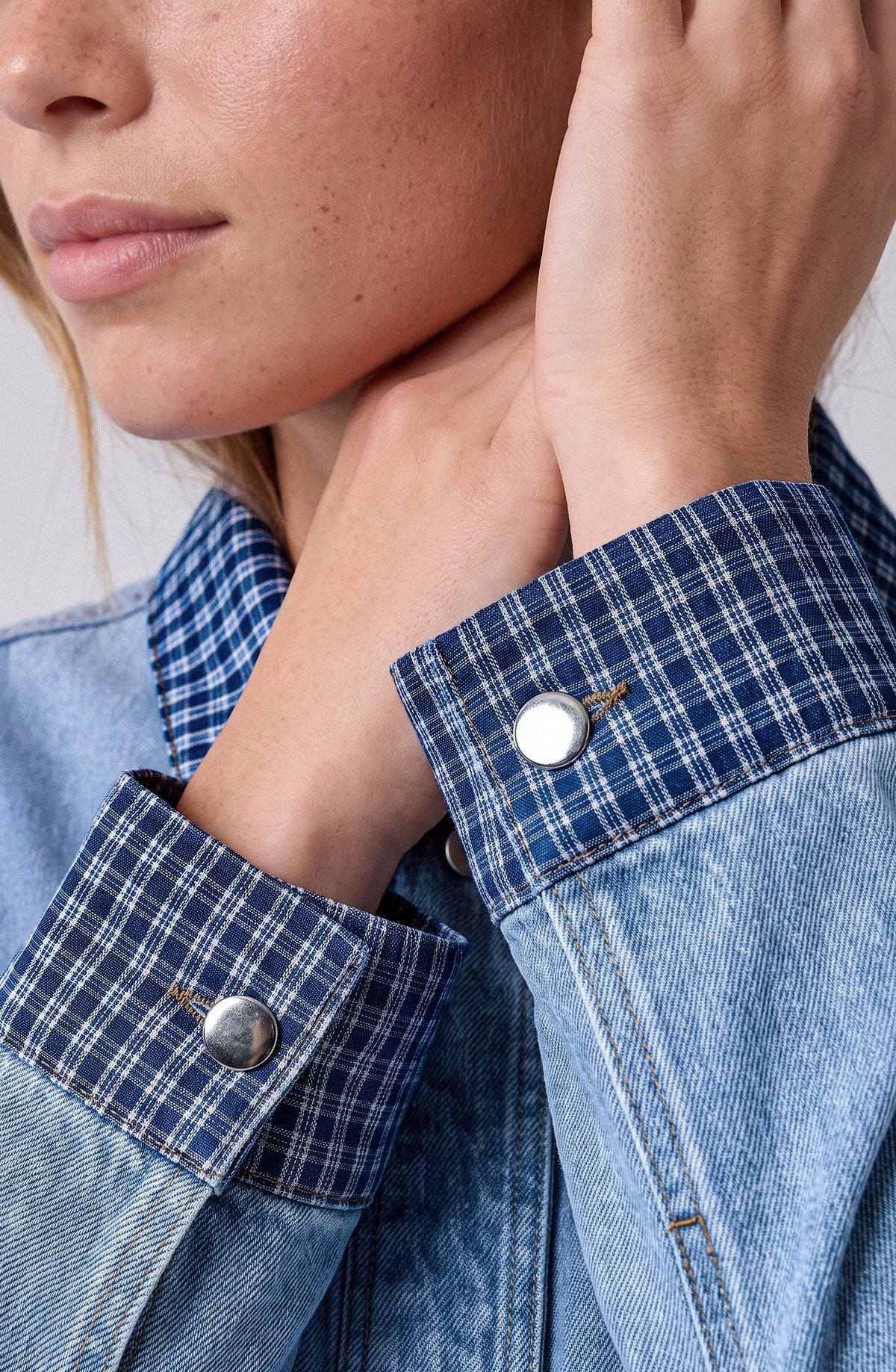 Blue Print-Detail Jacket