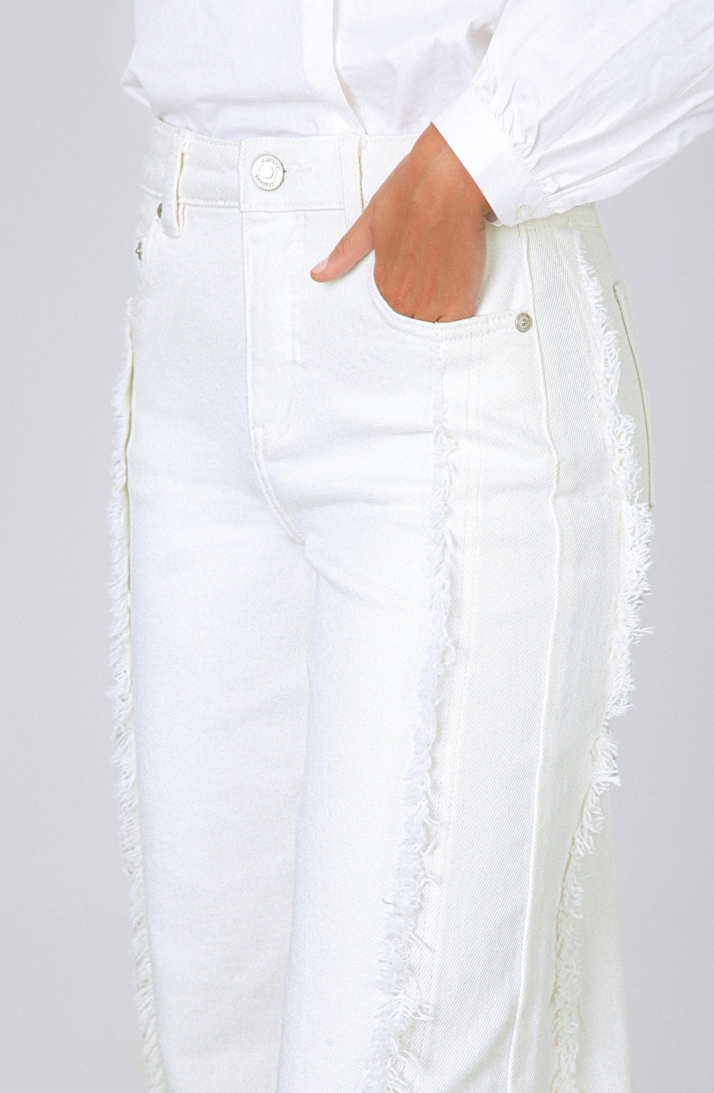 White Fringe Pants