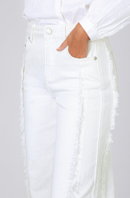 White Fringe Pants