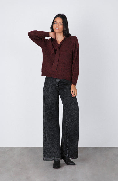 Black Eyelet Waistband Pants