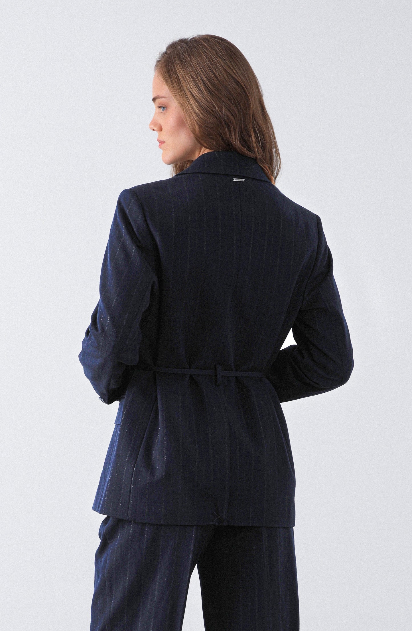 Navy Lurex Striped Blazer