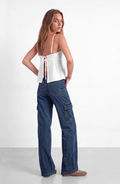White Pleated Neckline Top