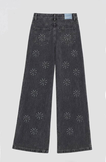 Grey Shimmer Floral Pants
