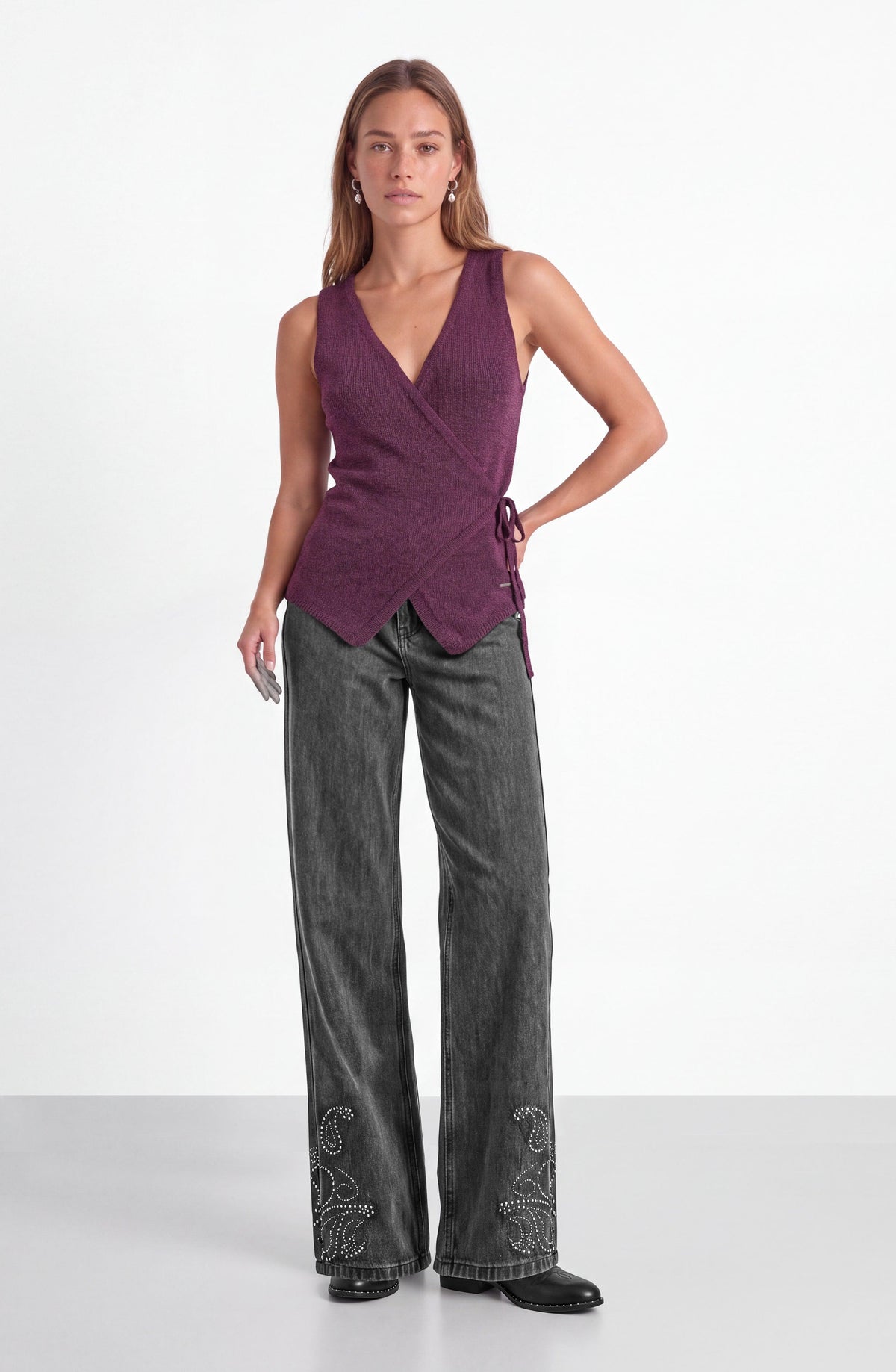 Purple Knit Bow Vest