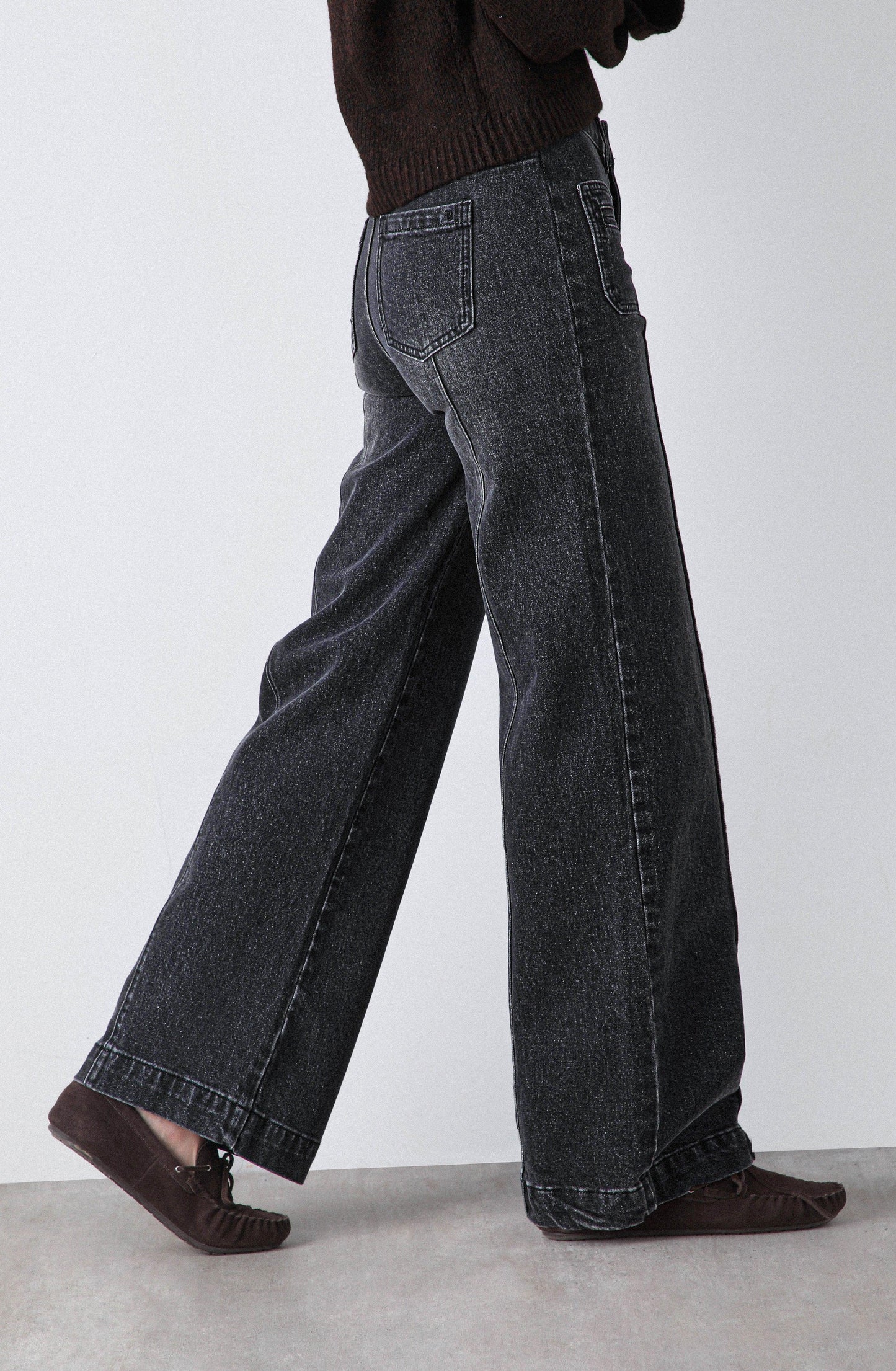 Wide Leg Pocket Black Pants