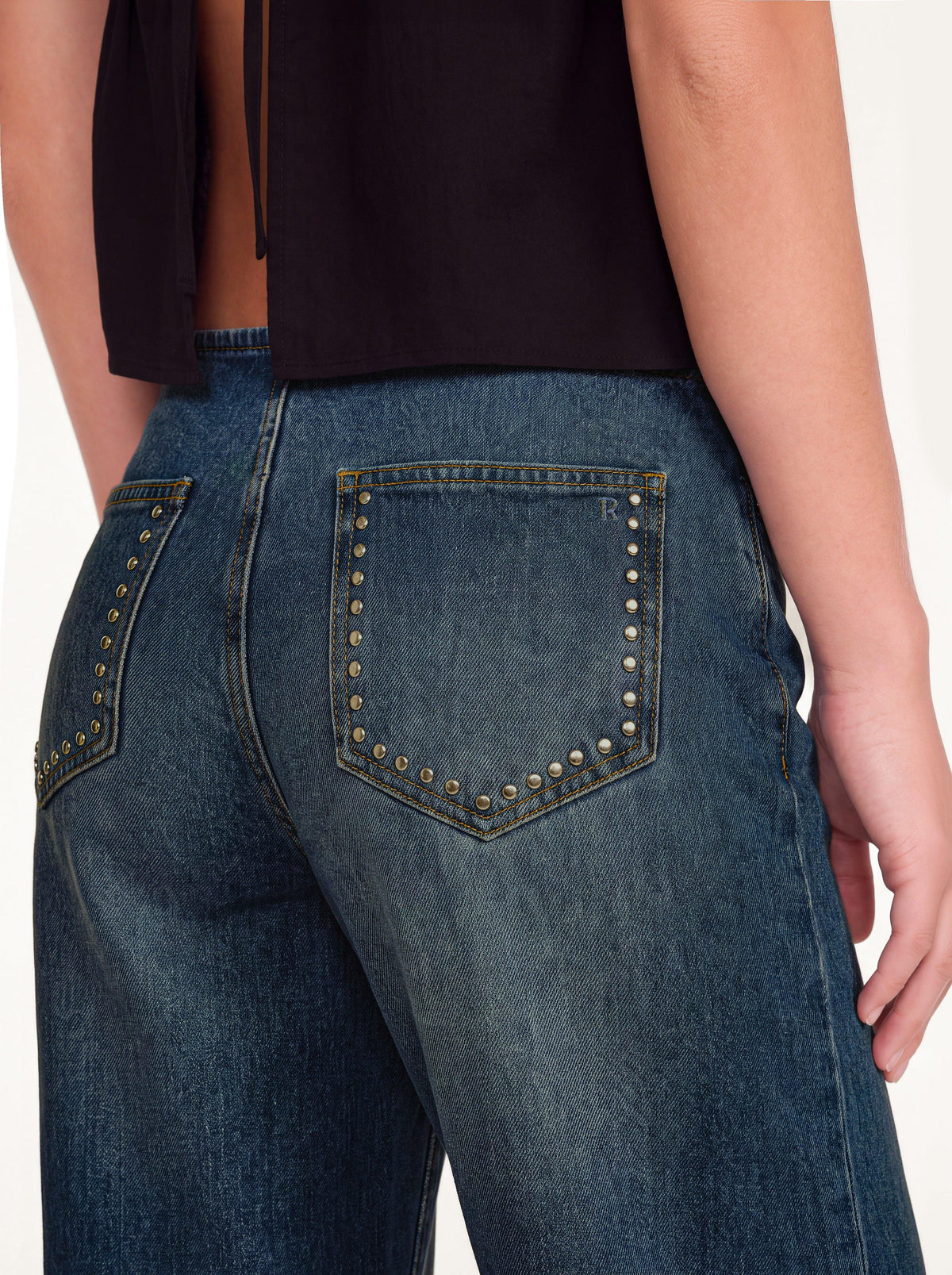 Blue Studded Pants Without a Waistband