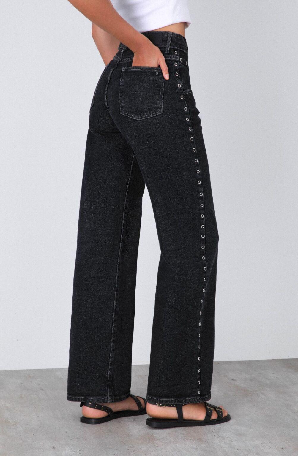 Black Front Buttonhole Pants