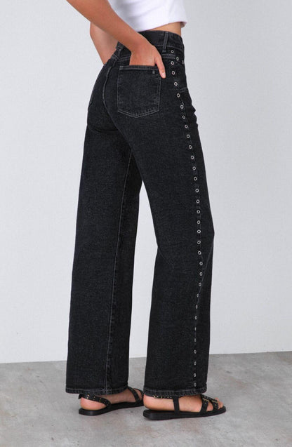 Black Front Buttonhole Pants