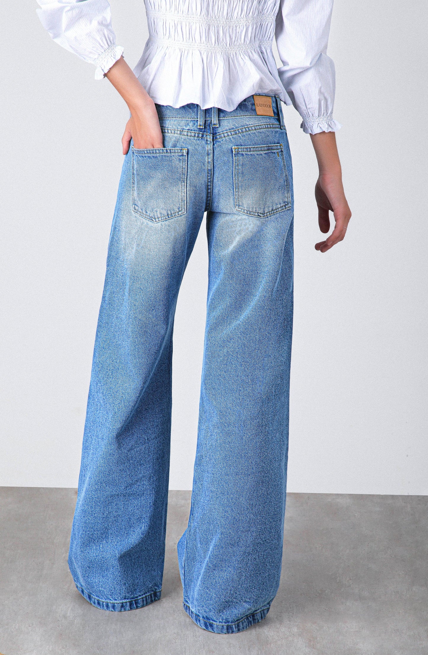 Blue Inverted Waistband Pants