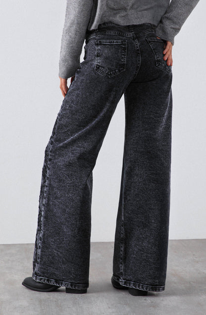Grey Floral Embroidered Pants