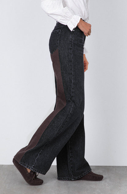 Brown Denim Pants with Application