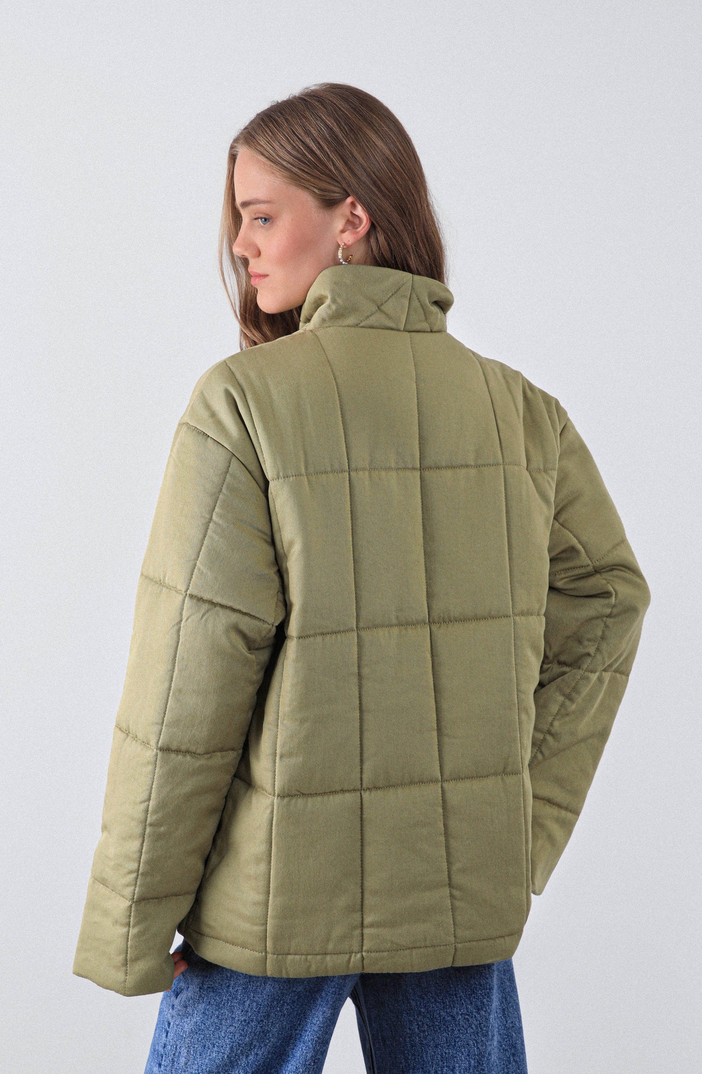 Pistachio Quilted Jacket with Straps