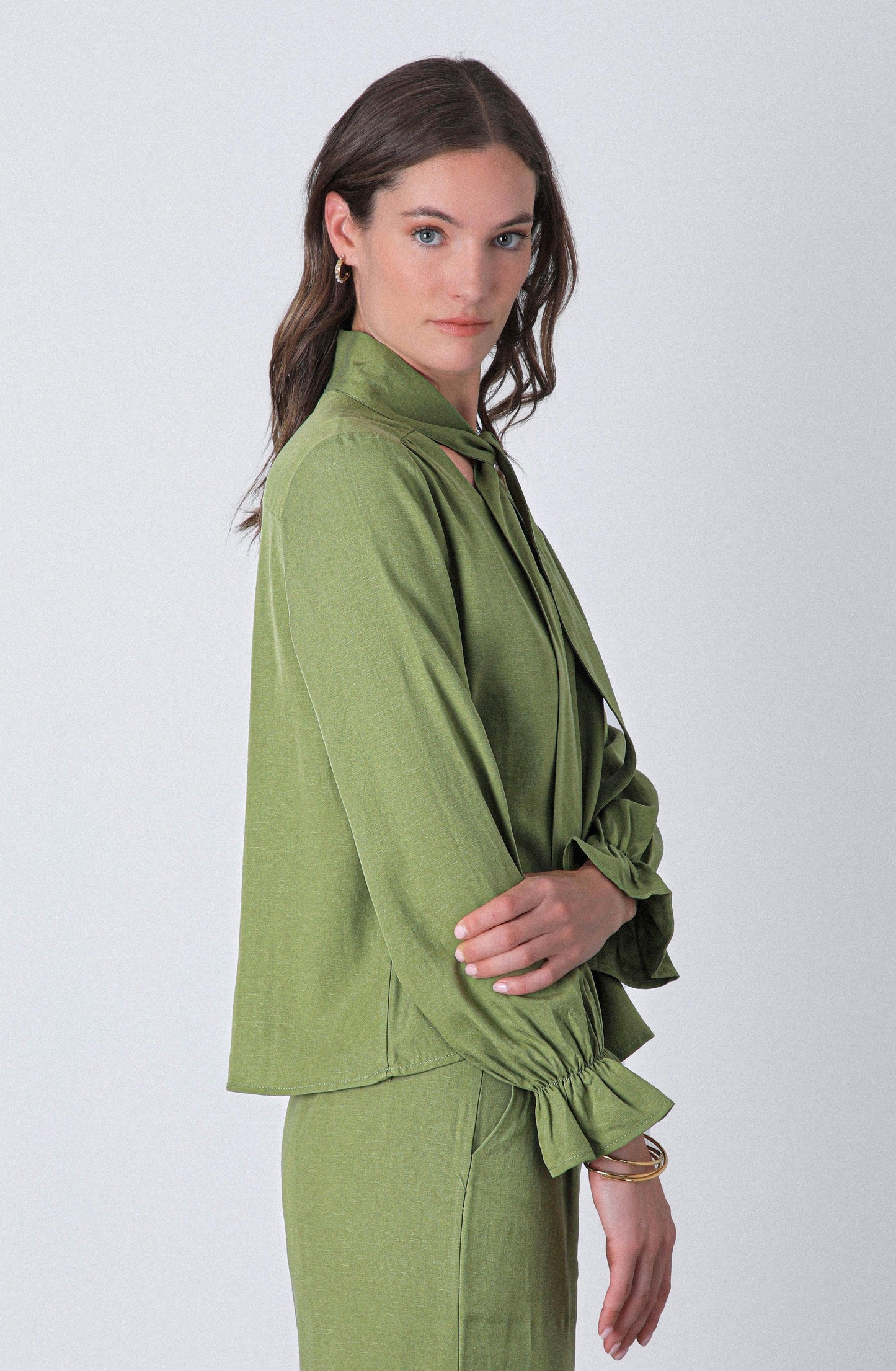Green Tie Blouse