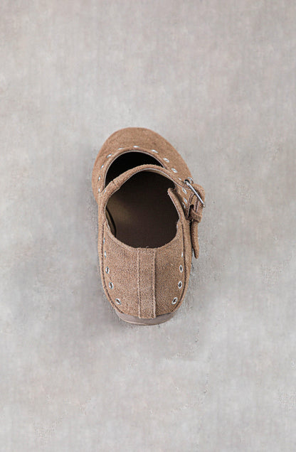 Taupe Eyelet Ballet Flats