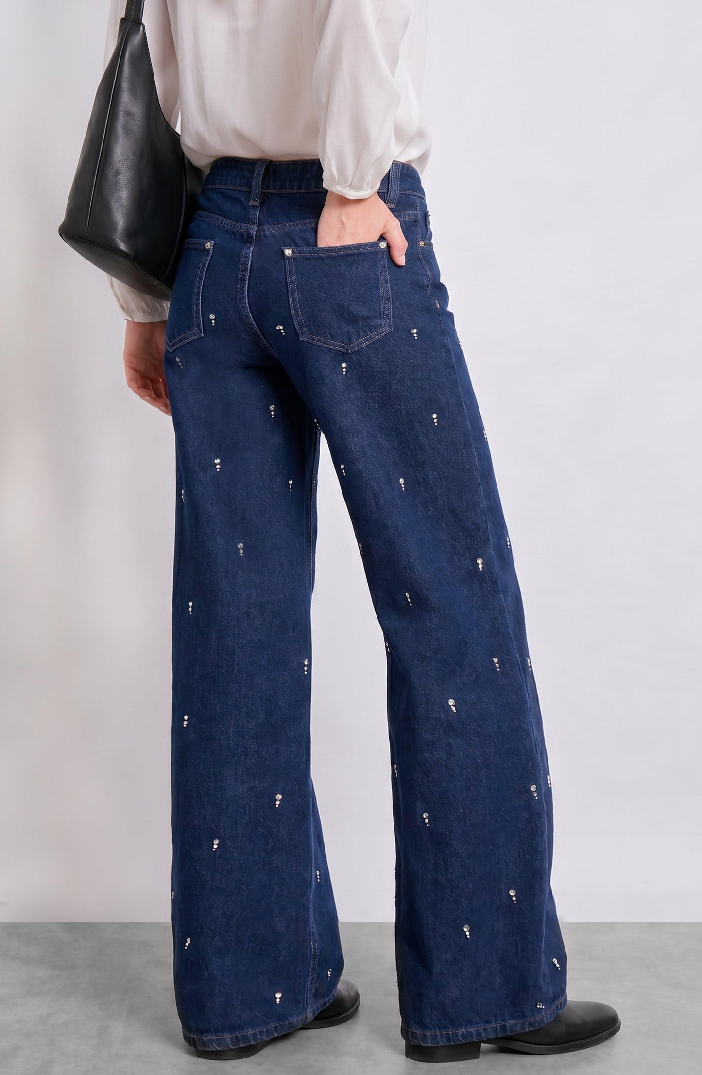 Indigo Rhinestone Drops Pants