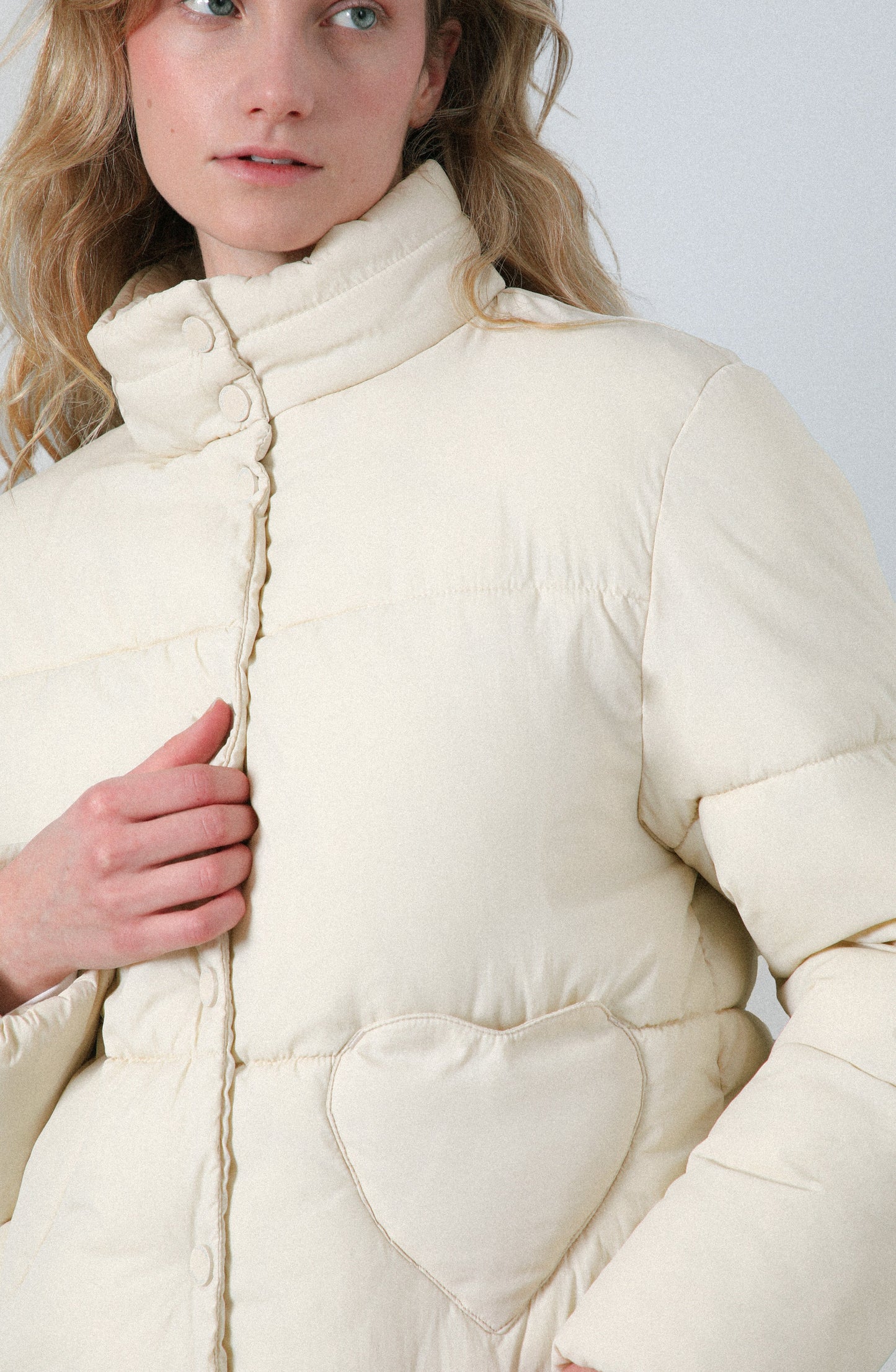Puffa Bolsillos Corazón Ecru