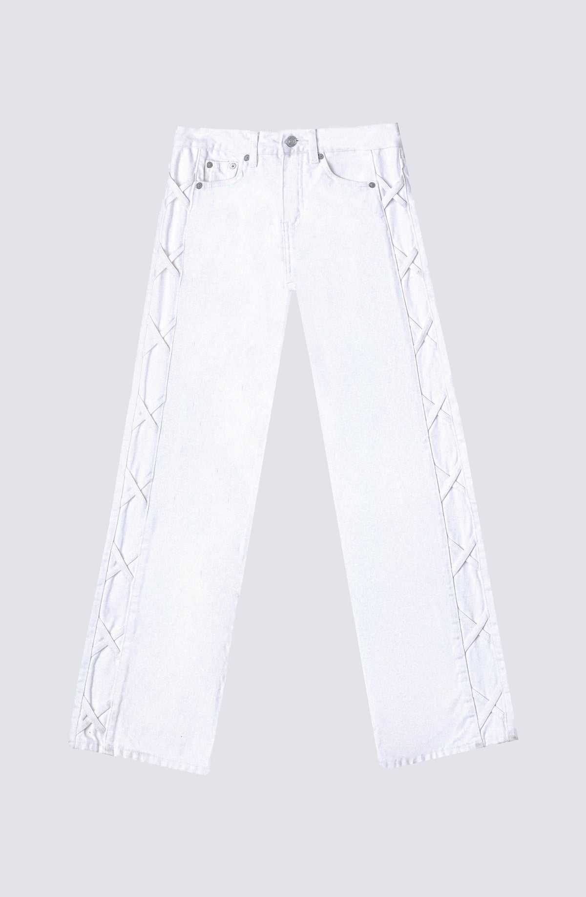 White Side-Stripe Pants