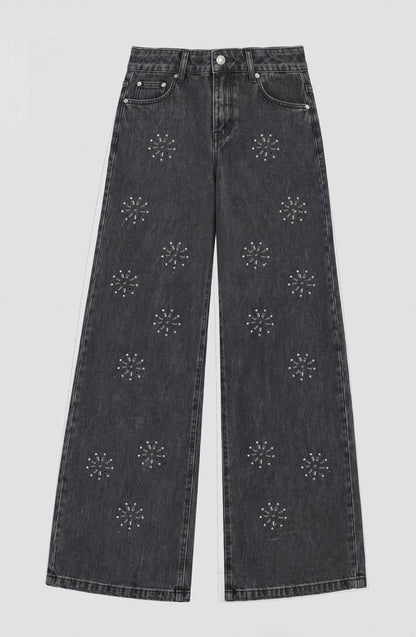 Grey Shimmer Floral Pants