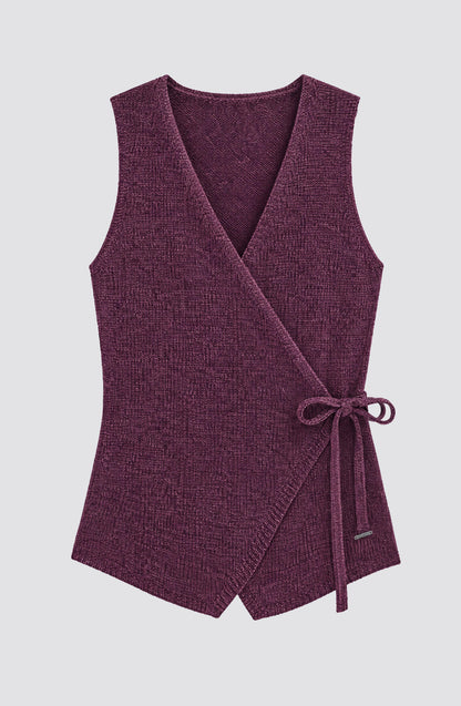 Purple Knit Bow Vest